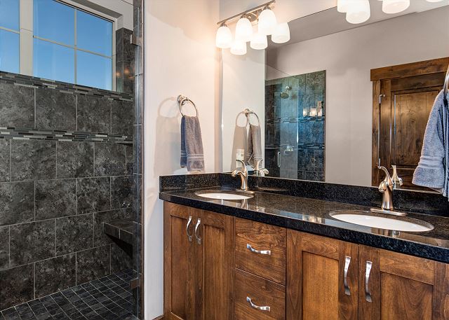 En Suite Master Bathroom with Double Sink Vanity and Large Walk-In Shower