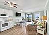 Ocean Dunes Villa 405-Oceanfront Livingroom and Kitchen areas.