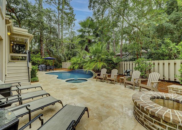 Firepit and Pool Area