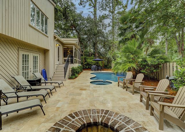Firepit and Pool Area