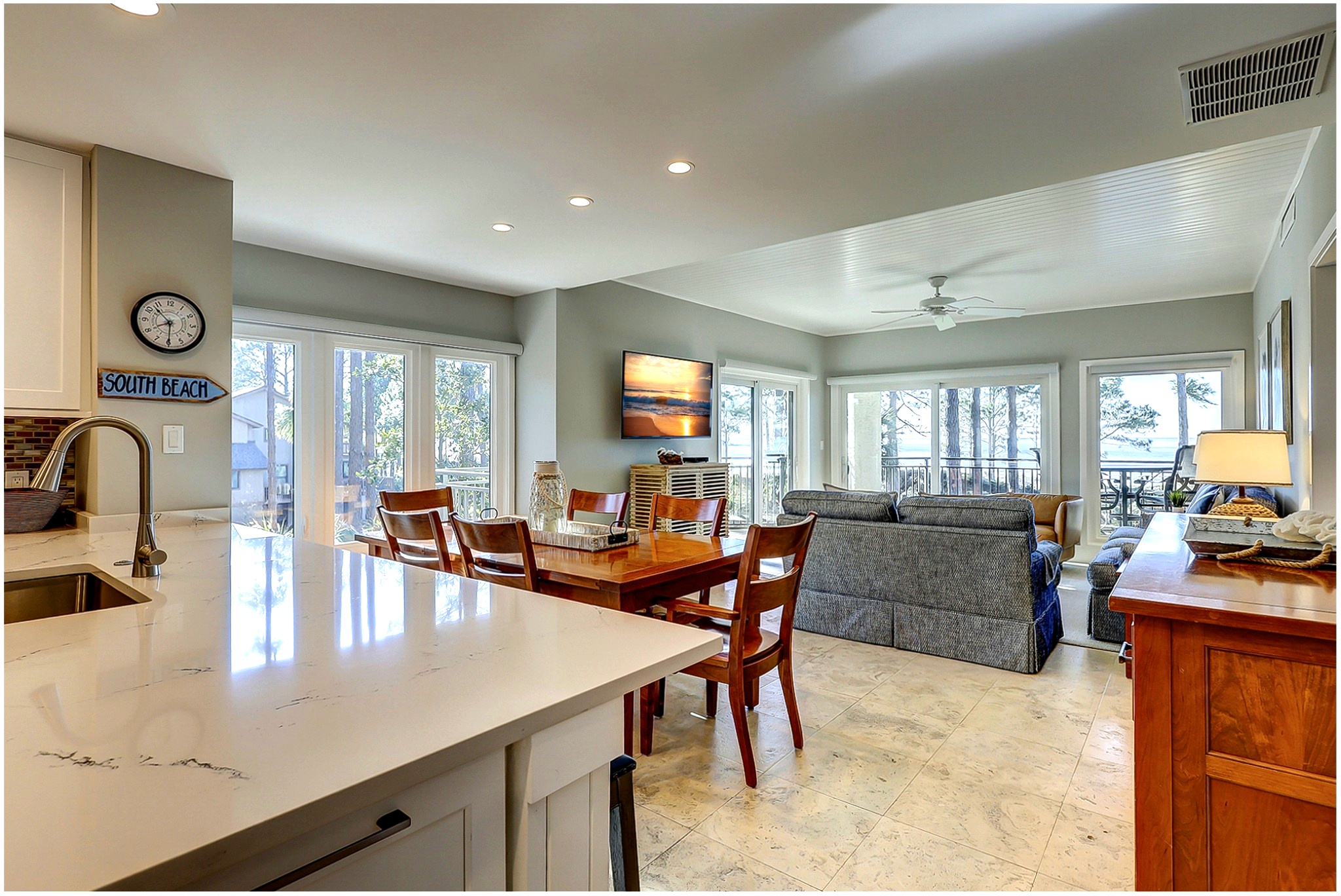 1826 Beachside Tennis - Kitchen and Living Room View