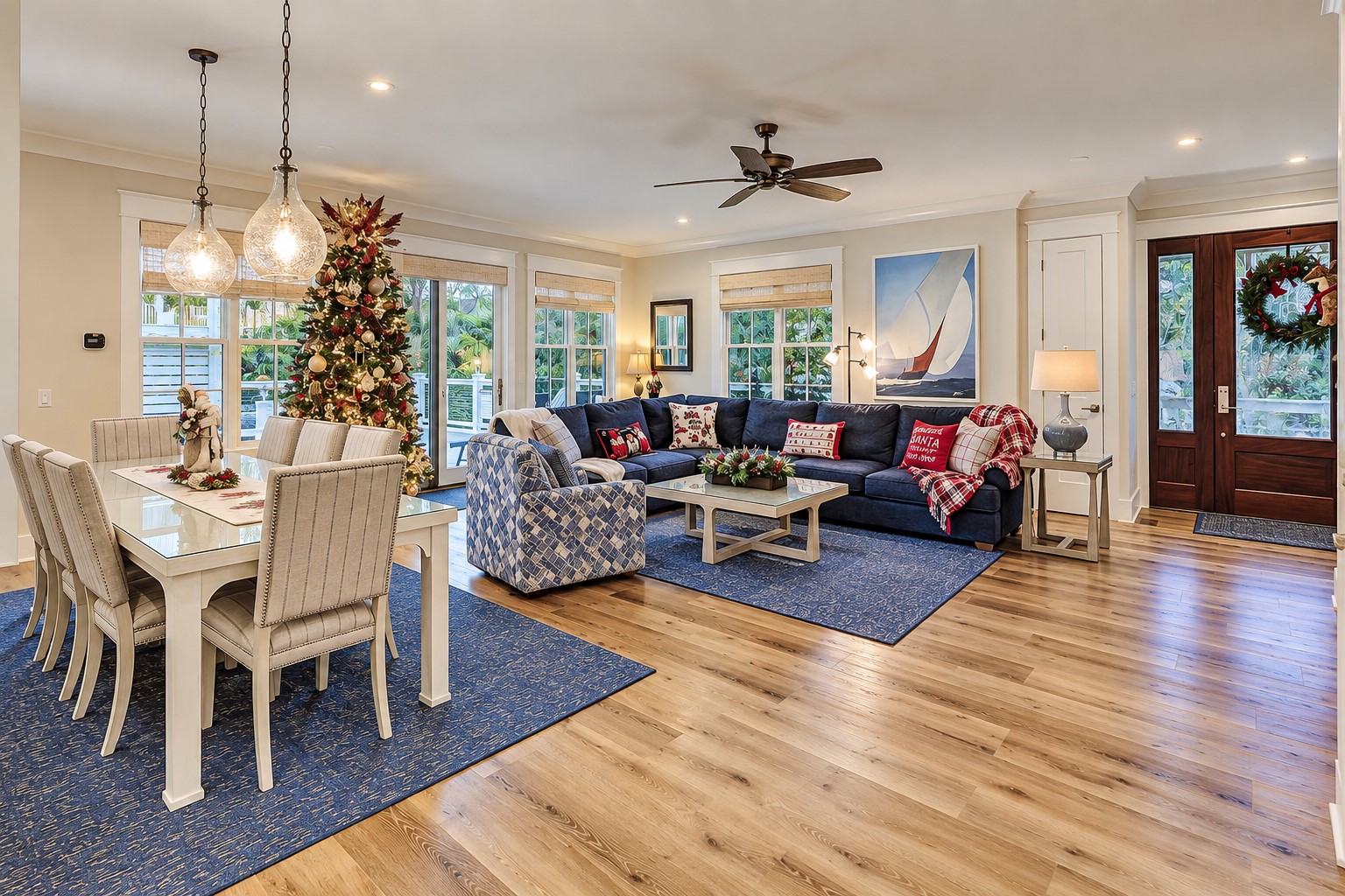 42 Dune Ln - Dining/Living Area Decorated for Christmas Holidays