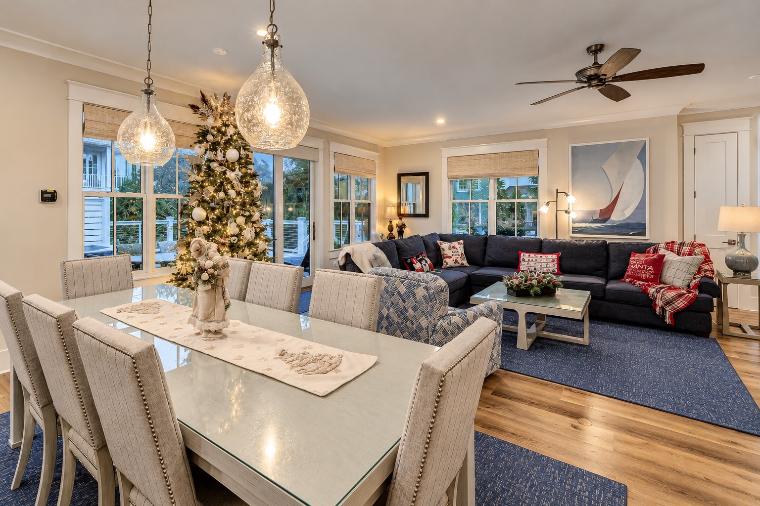 42 Dune Ln - Dining & Living Area Decorated for Christmas Holida
