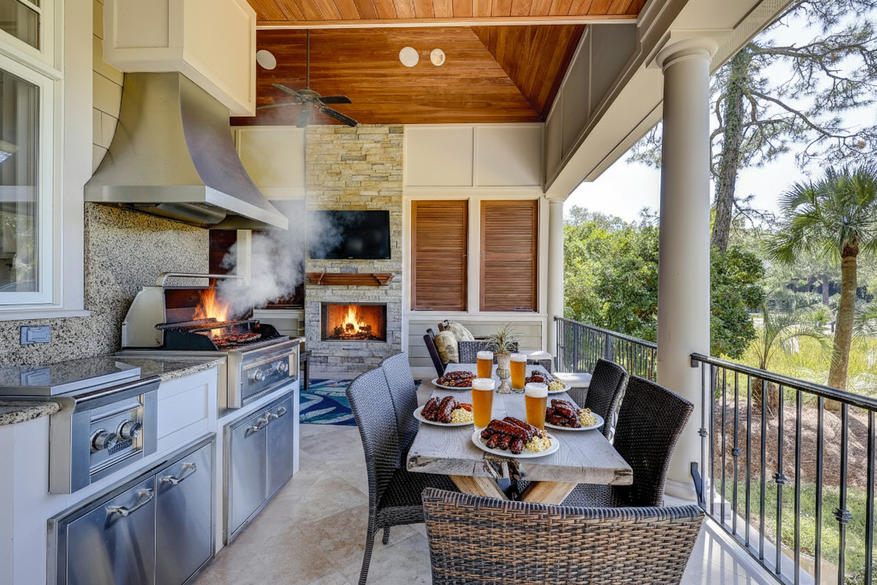 Outdoor Kitchen & Dining Area
