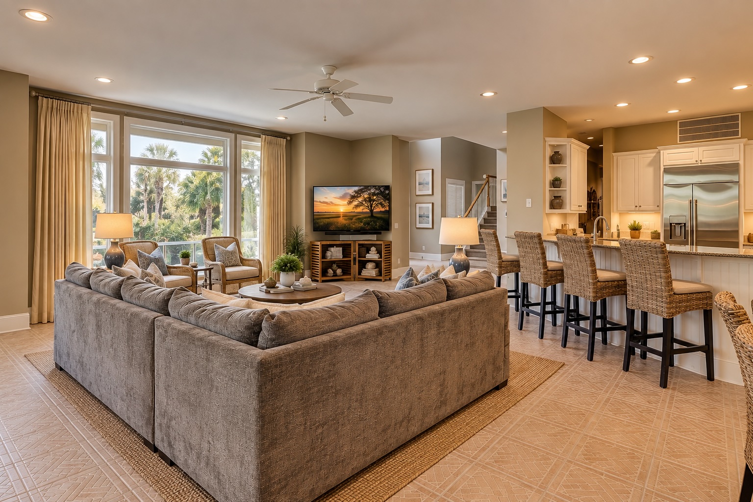 1st Floor Living Room and Kitchen View