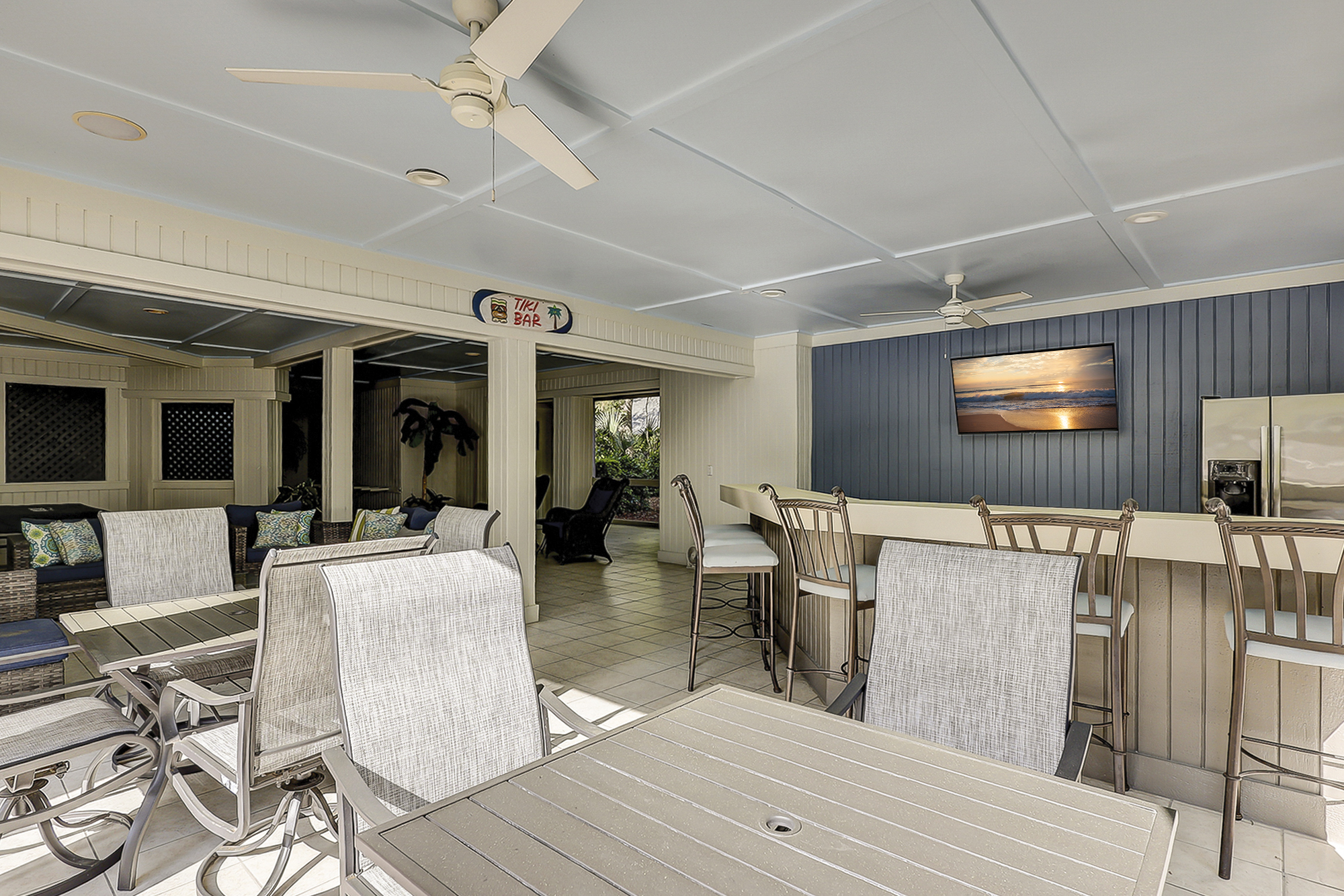 Covered Outdoor Bar & Living Area &