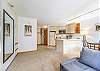 Living Area-
Spacious studio unit sleeps 4 guests.