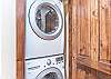 Convenient laundry closet offers a full size washer and dryer. 
**Guest provides laundry soaps etc.