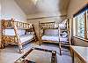 Twin-over-twin bunk bed & twin-over-full bunk bed. For additional sleeping space, a portable twin mattress is located under the twin bunk.
This property uses the Triple Sheet Method where we use two sheets to encase the comforter for an extra clean sleeping experience.