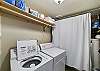 Full size washer and dryer located on the lower lever of the home. 
**Note- detergents, softeners, etc are not provided