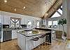 Large kitchen island with additional seating.