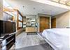 Offers a king bed, vaulted ceiling, and en-suit

This property uses the Triple Sheet Method where we use two sheets to encase the comforter.  This sheet-made duvet cover gets washed between each and every guest to provide an extra clean sleeping experience. 