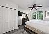 Master bedroom also offers dresser space, and closet space for all your storage needs during your stay.