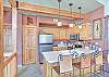 Kitchen-
Complete with 4 counter-height stools for additional seating.
