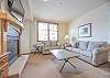 Living Area-
Offers access to the private balcony. Doors located next to the fireplace.