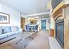 Living Area-
Gas fireplace and flat screen TV.