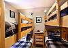 Bedroom with two, twin bunk beds. 