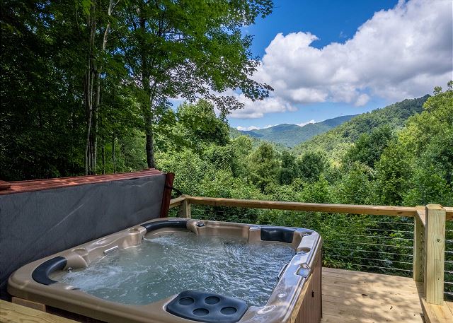 Outdoor Hot Tub with Mountain Views