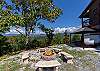 firepit with bench seating. 