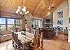 Dining room table and living room