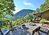 Fire pit area, overlooking the mountains. 