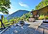 Gorgeous mountain view from firepit area. 