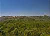 Peaceful ridge-to-ridge mountain view.