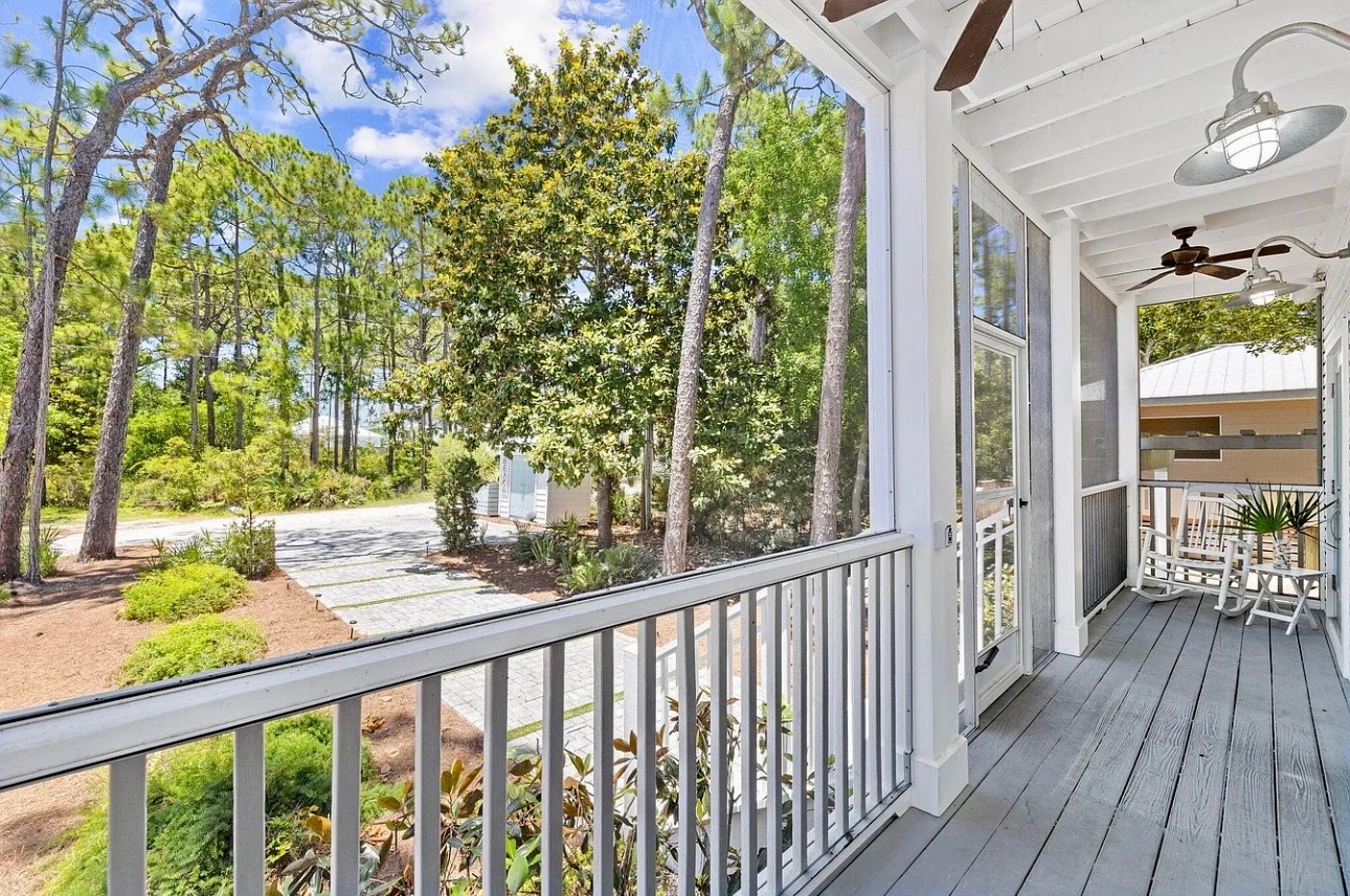Front Porch with rocking chairs and screened in porch